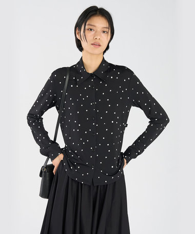 ドット ジャージー 長袖 ブラウス "Boys Boys"