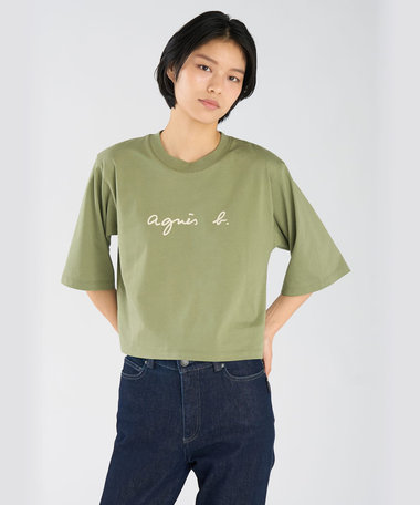 ロゴ コットン 5分袖 Tシャツ "Yoko"