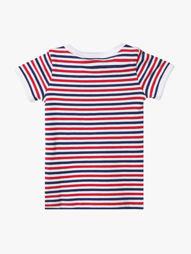 ベビー "b."ロゴ 刺繍 トリコロールボーダー コットン 半袖 Tシャツ