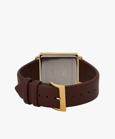 メンズ ブラウン レザー スクエア ウォッチ "Marcello"