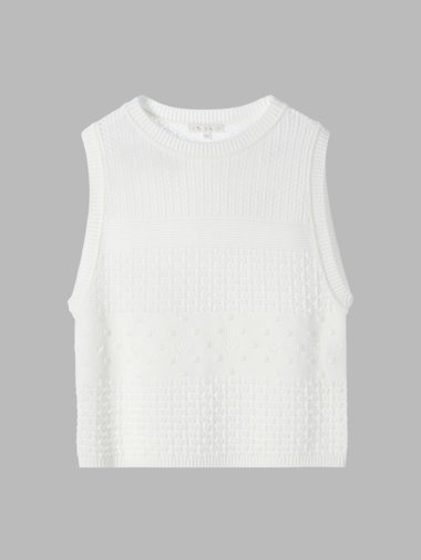 【Outlet】コットン オープンワーク ニット プルオーバー