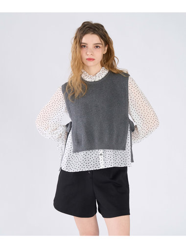 コットン サイドリボン ベスト