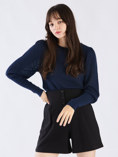 【Outlet】WW60 PULLOVER リブ x オープンワークスリーブプルオーバー