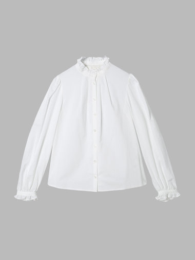 コットンローン フリルカラー ブラウス