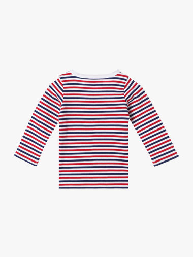 ベビー "b."ロゴ 刺繍 トリコロールボーダー コットン 長袖 Tシャツ