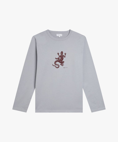 メンズ アイコニック プリント 長袖 Tシャツ "Lezard"