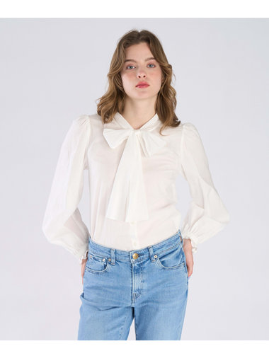 コットン ローン リボンタイ ブラウス