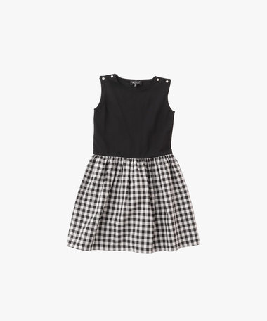 キッズ ギンガムチェック ノースリーブ ドッキング ワンピース