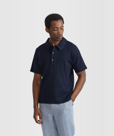 メンズ 透かし編み コットンジャージー 半袖 ポロシャツ "Mark"