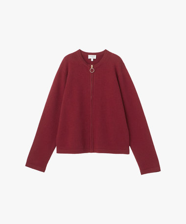 カシミヤ 長袖 カーディガン "Zip"