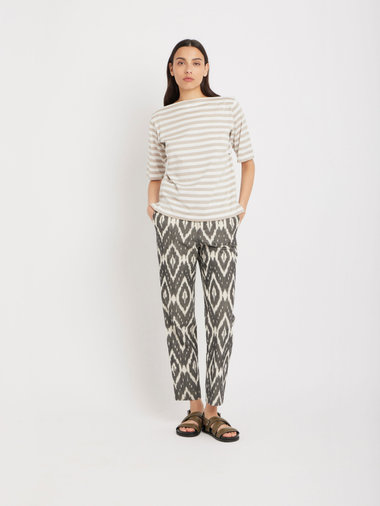 【Outlet】ボーダー コットン 五分袖 Tシャツ "Marin"