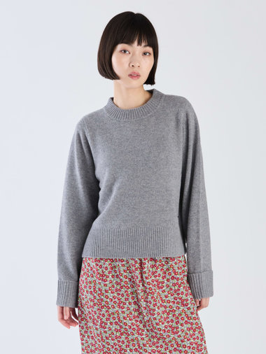 【Outlet】ウール リブカフス ニット プルオーバー