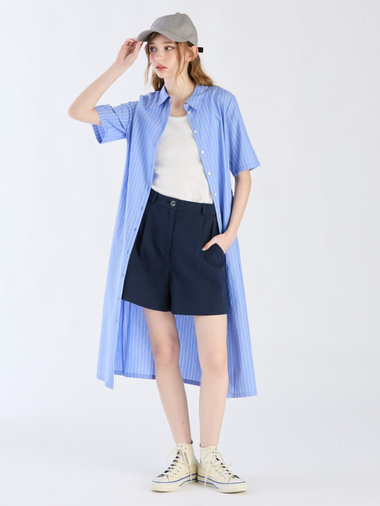 【Outlet】ドビーストライプシャツドレス