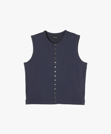 メンズ オーガニックコットン ノースリーブ カーディガンプレッション "Azur"