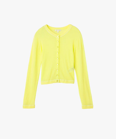 シアー リブ 長袖 ニット カーディガン