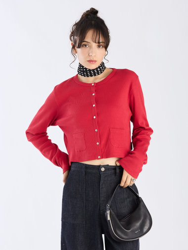 【Outlet】コットン リブ ジャージー カーディガン