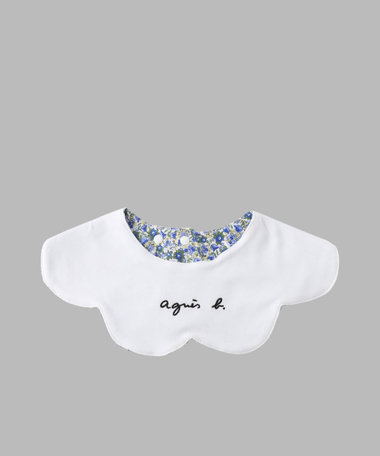 ベビー フラワープリント ロゴ刺繍 コットン リバーシブル スタイ