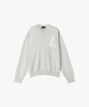 メンズ "b."ロゴ コットン 長袖 ニット プルオーバー