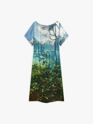 フォトプリント 半袖 ワンピース ”Jardin Brumeux”