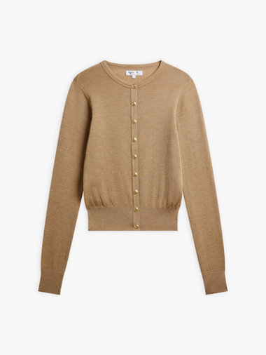 【Outlet】ウール ジャージー フィンガーレス カーディガンプレッション