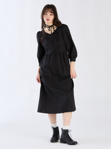 【Outlet】リネンコットンシャーリングドレス