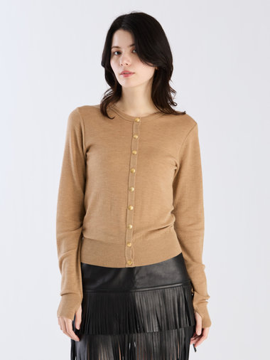 【Outlet】ウール ジャージー フィンガーレス カーディガンプレッション