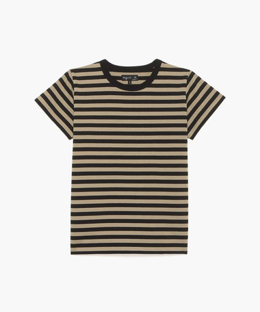 細ボーダー コットン 半袖Tシャツ "Brando"