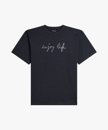 メンズ メッセージ プリント コットン 半袖 Tシャツ "enjoy life"