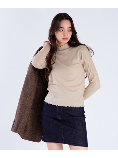 【Outlet】ラメ ハイネック プルオーバー