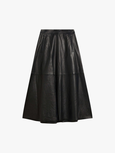 ラムスキンレザー フレア スカート "Tarte"
