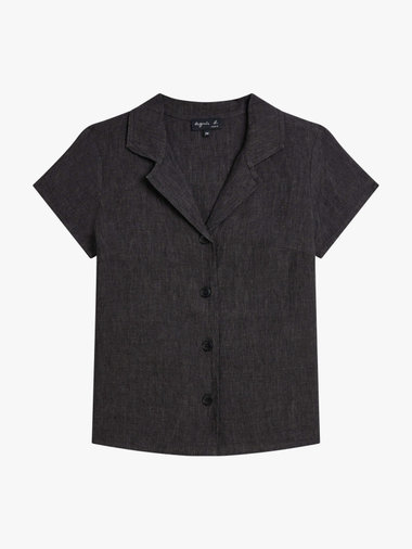 リネン オープンカラー 半袖 シャツ "Liseron"