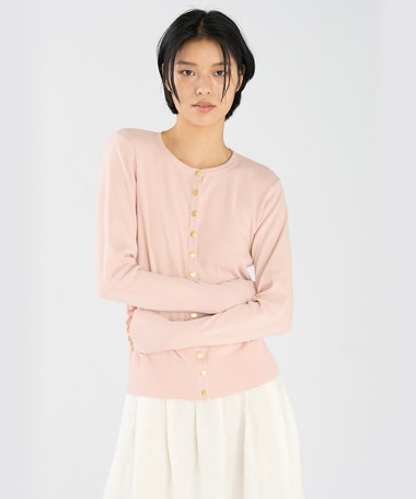 コットン ニット 長袖 カーディガンプレッション "Snapy"