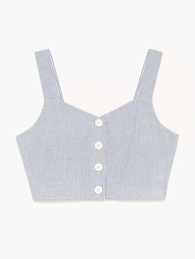 【Outlet】 フロントボタンストライプビスチェ