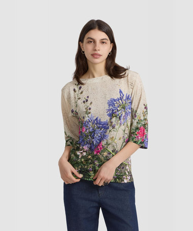 フォトプリント ジャージー 長袖 ボートネック Tシャツ "Oceania"