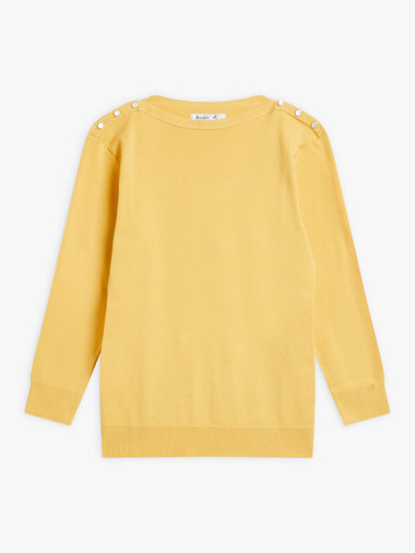 【Outlet】コットン ニット 7分袖 ボートネック プルオーバー "Badiane"