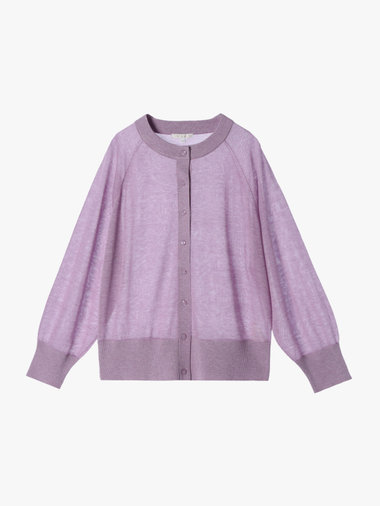 【Outlet】シアー ラグランスリーブ ニット カーディガン