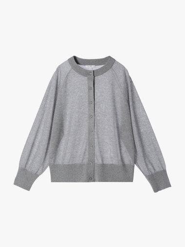 【Outlet】シアー ラグランスリーブ ニット カーディガン