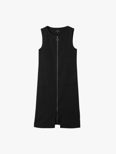 【Outlet】フロントジッパー ロング ジャンパーワンピース