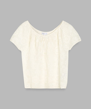 透かし柄編み ショートスリーブ ニット トップス "Gilda"