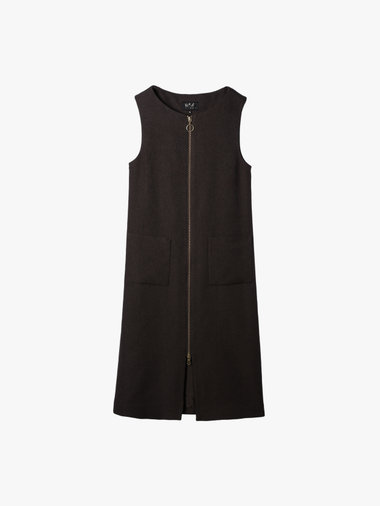 【Outlet】フロントジッパー ロング ジャンパーワンピース