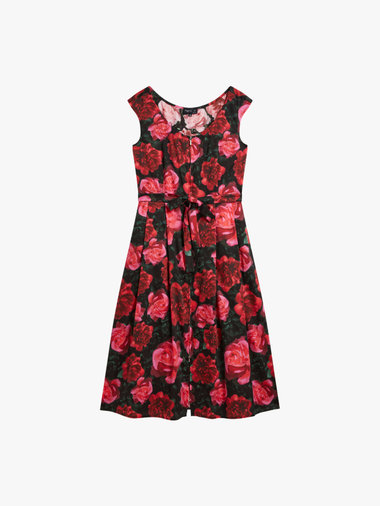 フローラルプリント コットン ノースリーブ ワンピース "Clara"