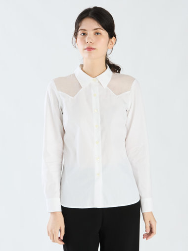 コットンギャバジン カウボーイシャツ "Givre"