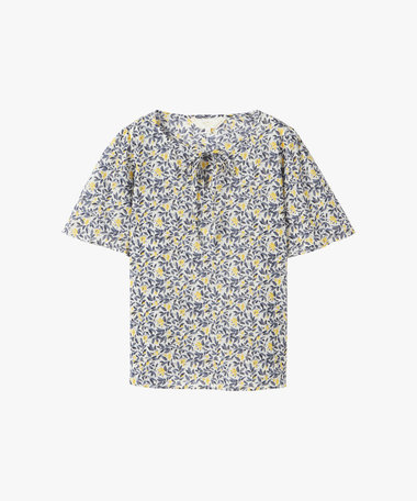 ボタニカル プリント コットン 半袖 ブラウス