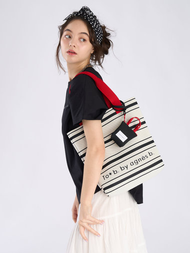 ボーダー ロゴ ニット トートバッグ