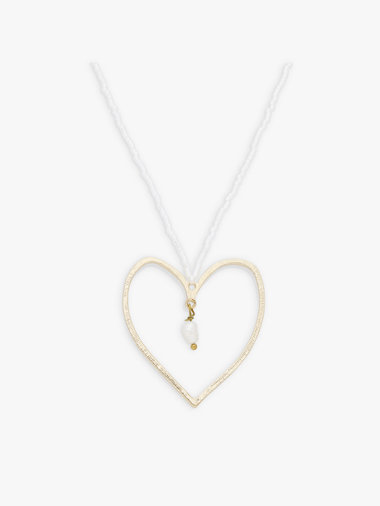 ハートモチーフ 淡水パール ガラスビーズ ネックレス ”Lexie”