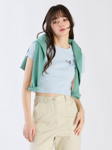 【Outlet】"To b."ロゴ コットン 半袖 クロップド Tシャツ