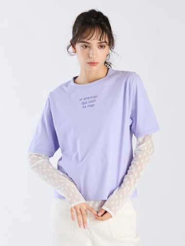 【Outlet】メッセージ プリント 半袖 Tシャツ "Le premier qui voit la mer"
