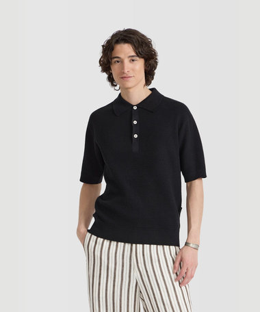 メンズ リネン コットン 半袖 ポロシャツ "Leo"