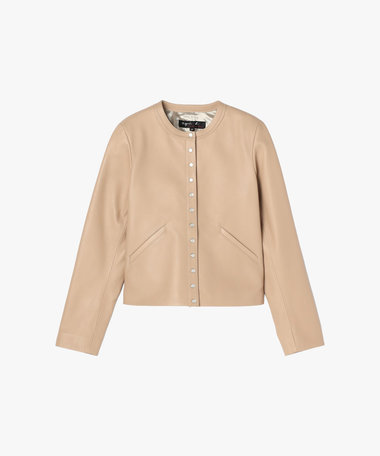 ラムスキン レザー 長袖 カーディガンプレッション