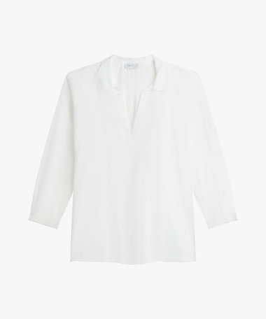 ガーゼ調コットン 長袖 ブラウス "Clavecin"